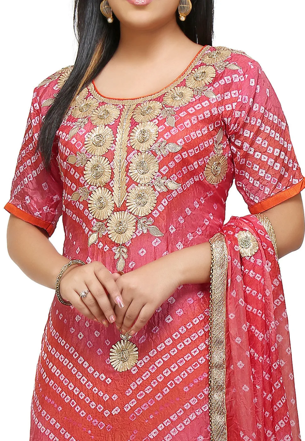 Gota Patti Art Silk Straight Suit in Pink