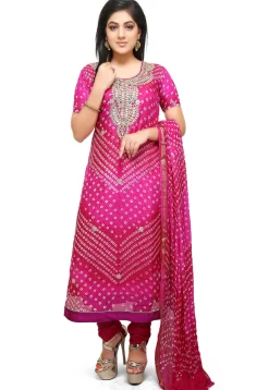 Gota Patti Art Silk Straight Suit in Fuchsia