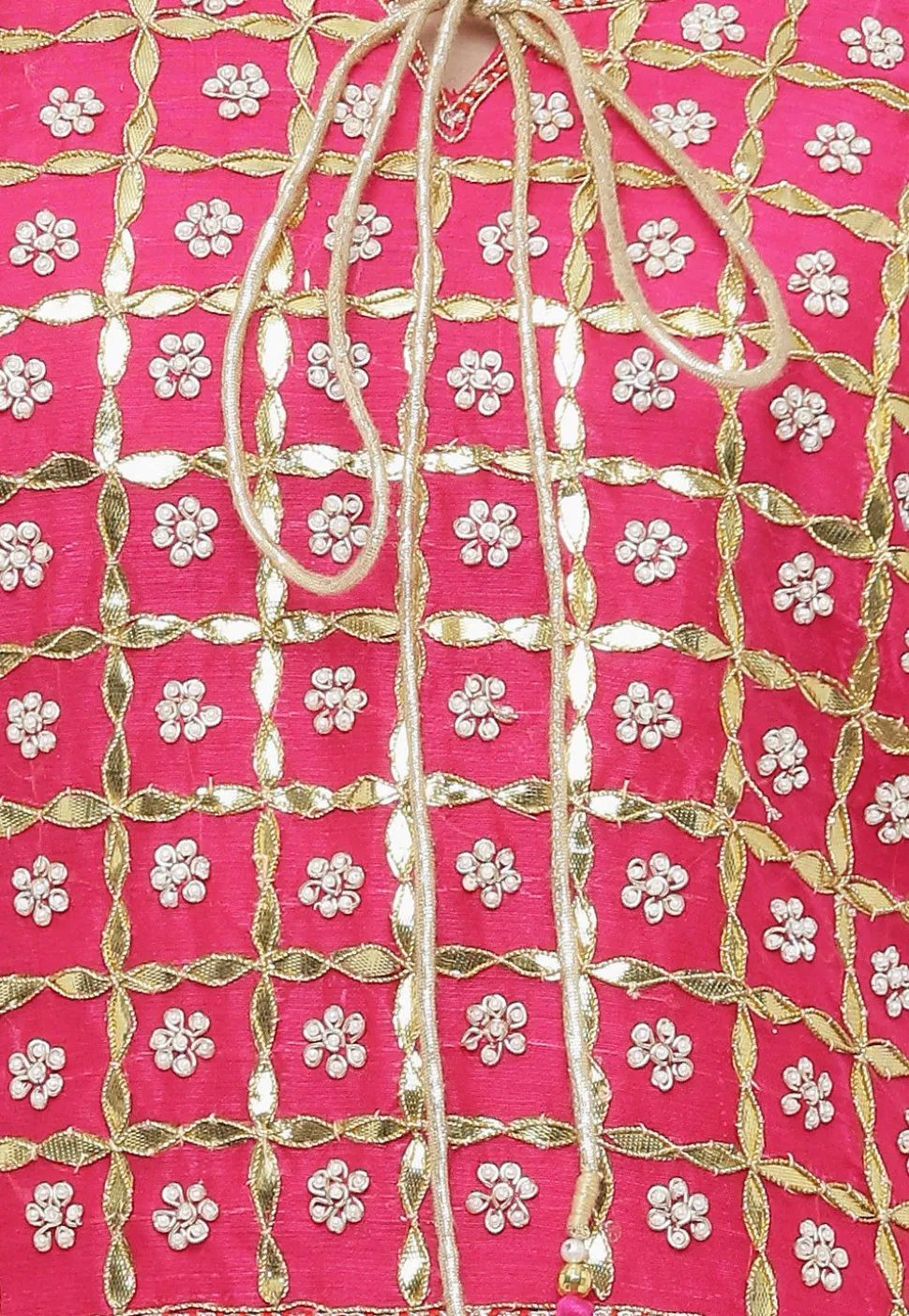 Gota Patti Chanderi Silk Straight Suit in Fuchsia