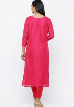 Gota Patti Chanderi Silk Straight Suit in Fuchsia