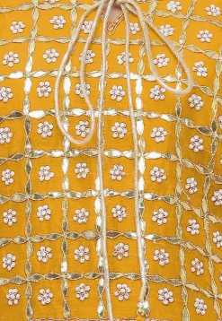 Gota Patti Chanderi Silk Straight Suit in Yellow