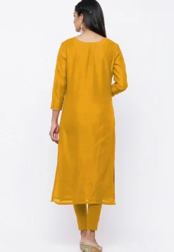 Gota Patti Chanderi Silk Straight Suit in Yellow