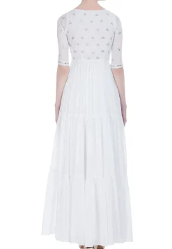 Gota Patti Cotton Abaya Style Suit in White
