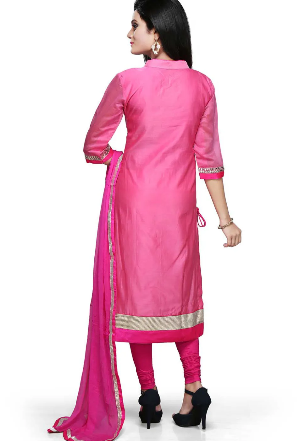 Gota Patti Embroidered Straight Cut Suit in Pink