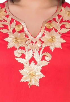 Gota Patti Georgette Abaya Style Suit in Orange and Red