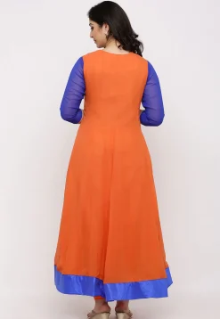 Gota Patti Georgette Anarkali Suit in Orange