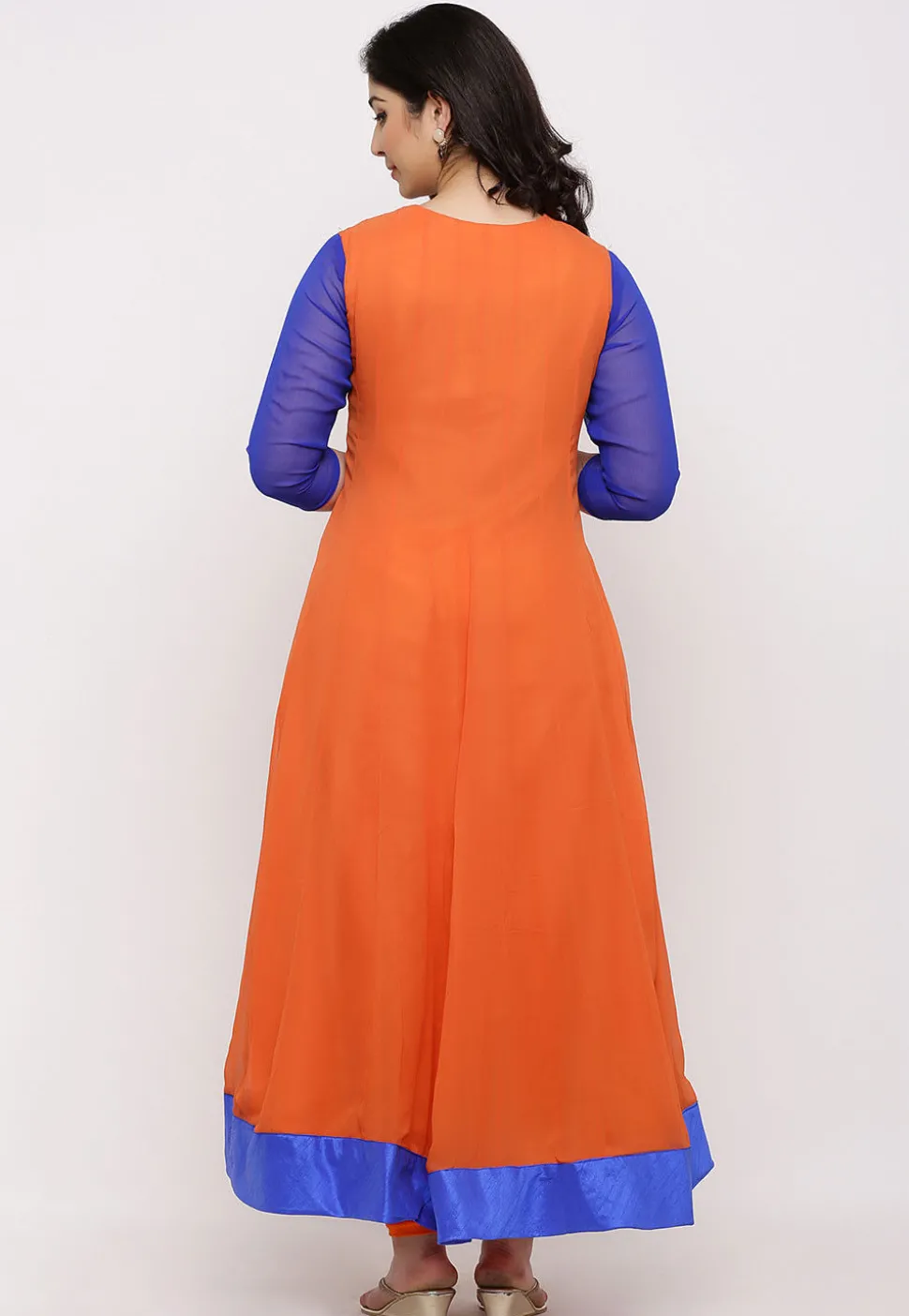 Gota Patti Georgette Anarkali Suit in Orange