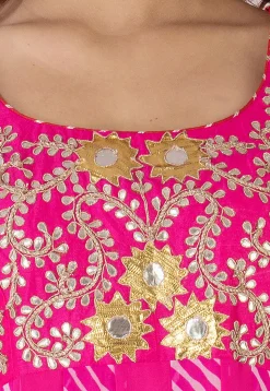 Gota Patti Georgette Anarkali Suit in Fuchsia