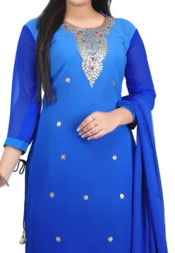 Gota Patti Georgette Straight Suit in Blue Ombre