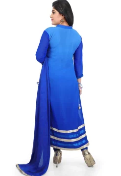 Gota Patti Georgette Straight Suit in Blue Ombre