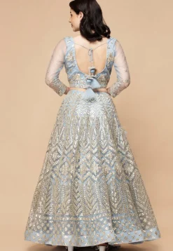 Gota Patti Net Lehenga in Sky Blue