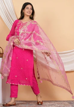 Gota Patti Organza Dupatta in Pink