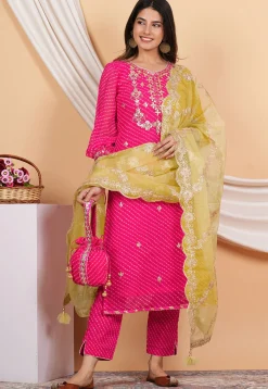 Gota Patti Organza Dupatta in Yellow