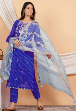 Gota Patti Organza Dupatta in Pastel Blue