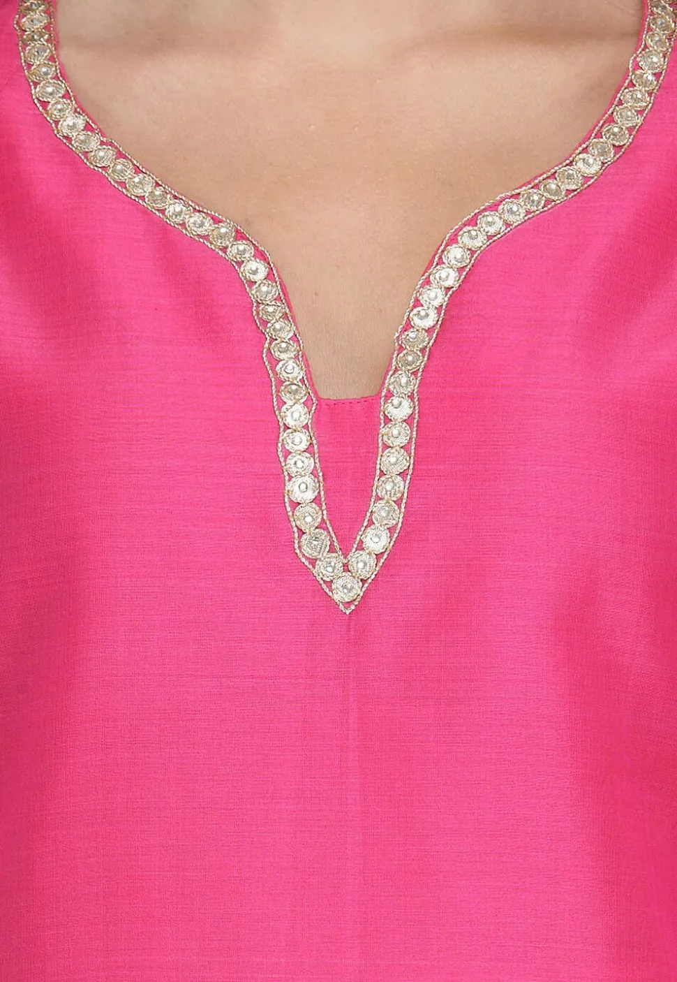 Gota Patti Pure Chanderi Kurti in Pink