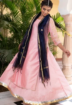 Gota Patti Pure Cotton Silk Lehenga in Pink