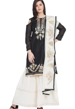 Gota Work Chanderi Silk Pakistani Suit in Black