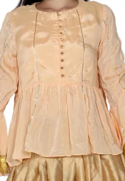 Gota Work Chinon Chiffon Peplum Style Top in Peach