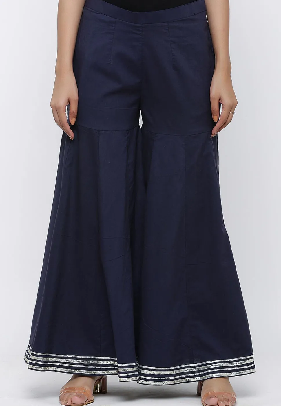 Gota work Cotton Sharara in Navy Blue
