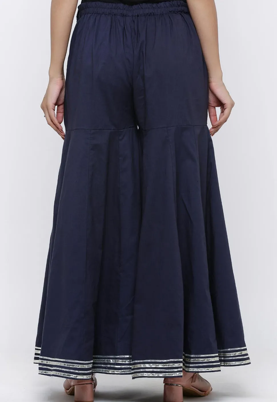 Gota work Cotton Sharara in Navy Blue