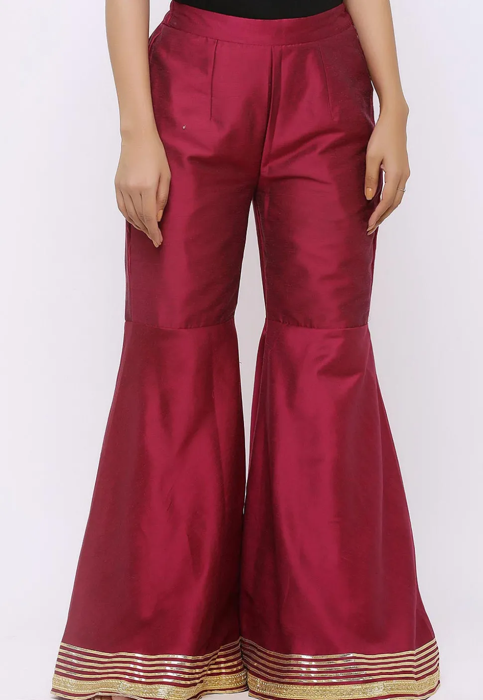 Gota work Cotton Silk Sharara in Magenta
