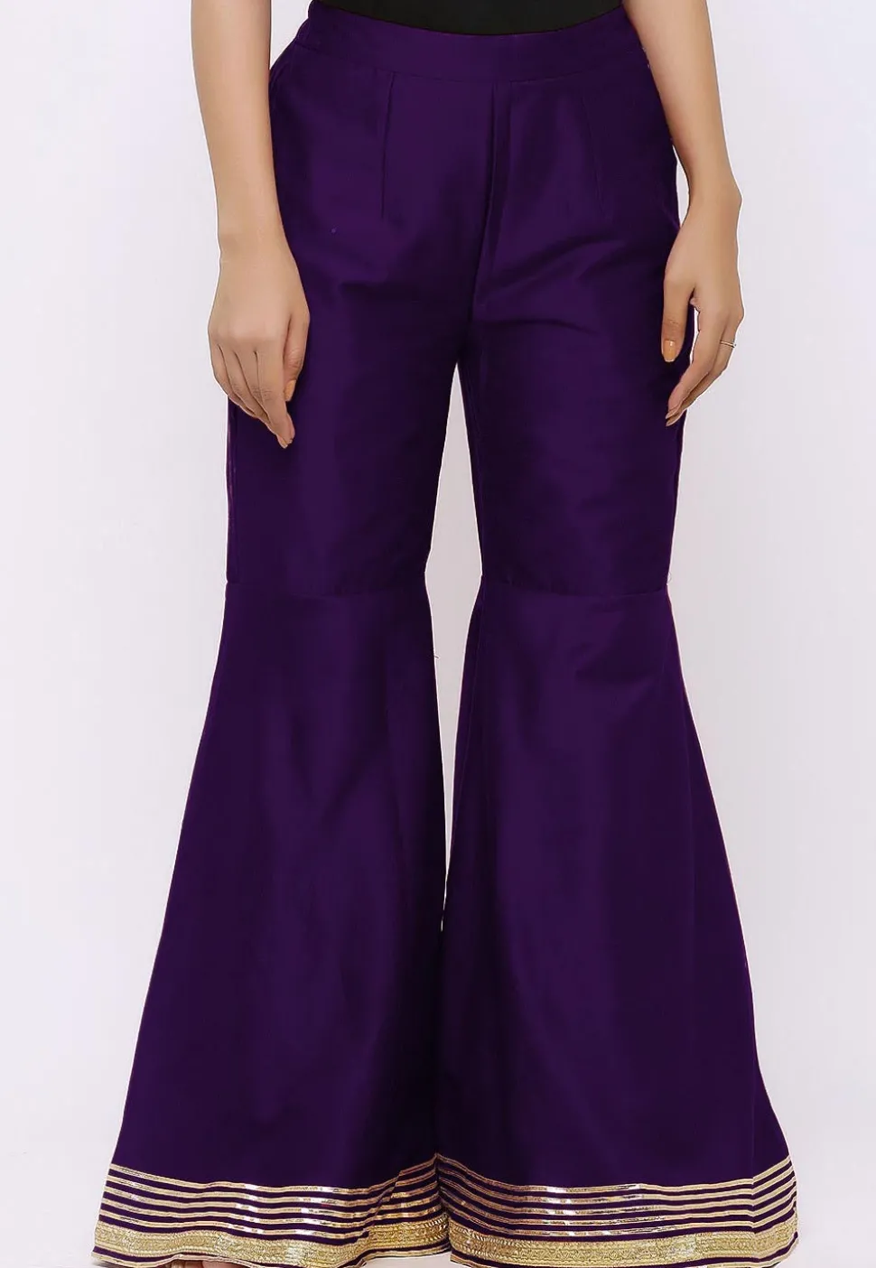 Gota work Cotton Silk Sharara in Purple