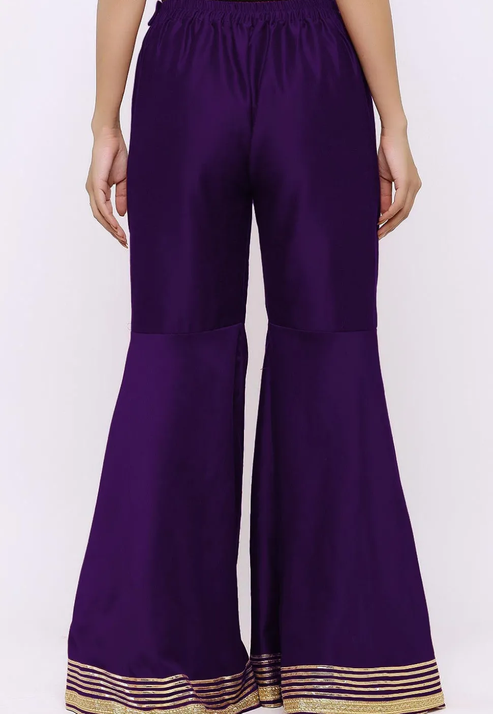 Gota work Cotton Silk Sharara in Purple