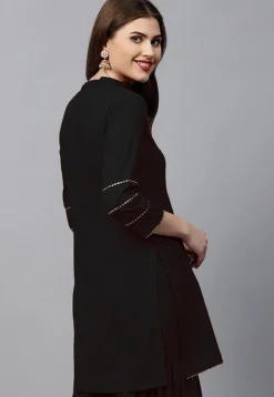 Gota Work Rayon Kurti in Black