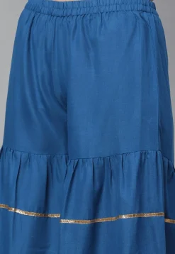 Gota Work Rayon Straight Kurta in Royal Blue
