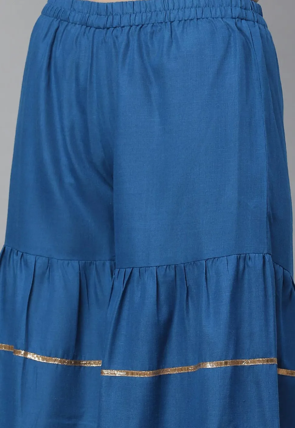Gota Work Rayon Straight Kurta in Royal Blue