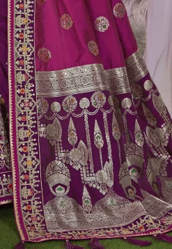 Half N Half Art Silk Jacquard Saree in Pink and Purple
