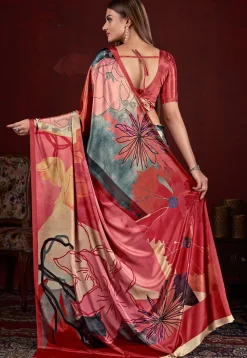 Half N Half Art Silk Saree in Grey and Pink