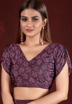 Half N Half Art Silk Saree in Purple and Multicolor