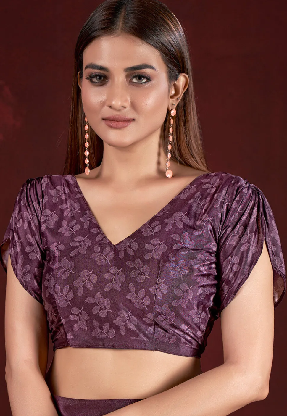Half N Half Art Silk Saree in Purple and Multicolor