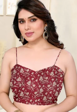 Half N Half Chiffon Saree in Maroon