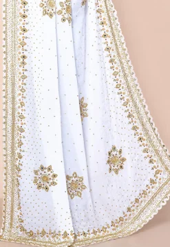 Half N Half Georgette Brasso Saree in White and Blue