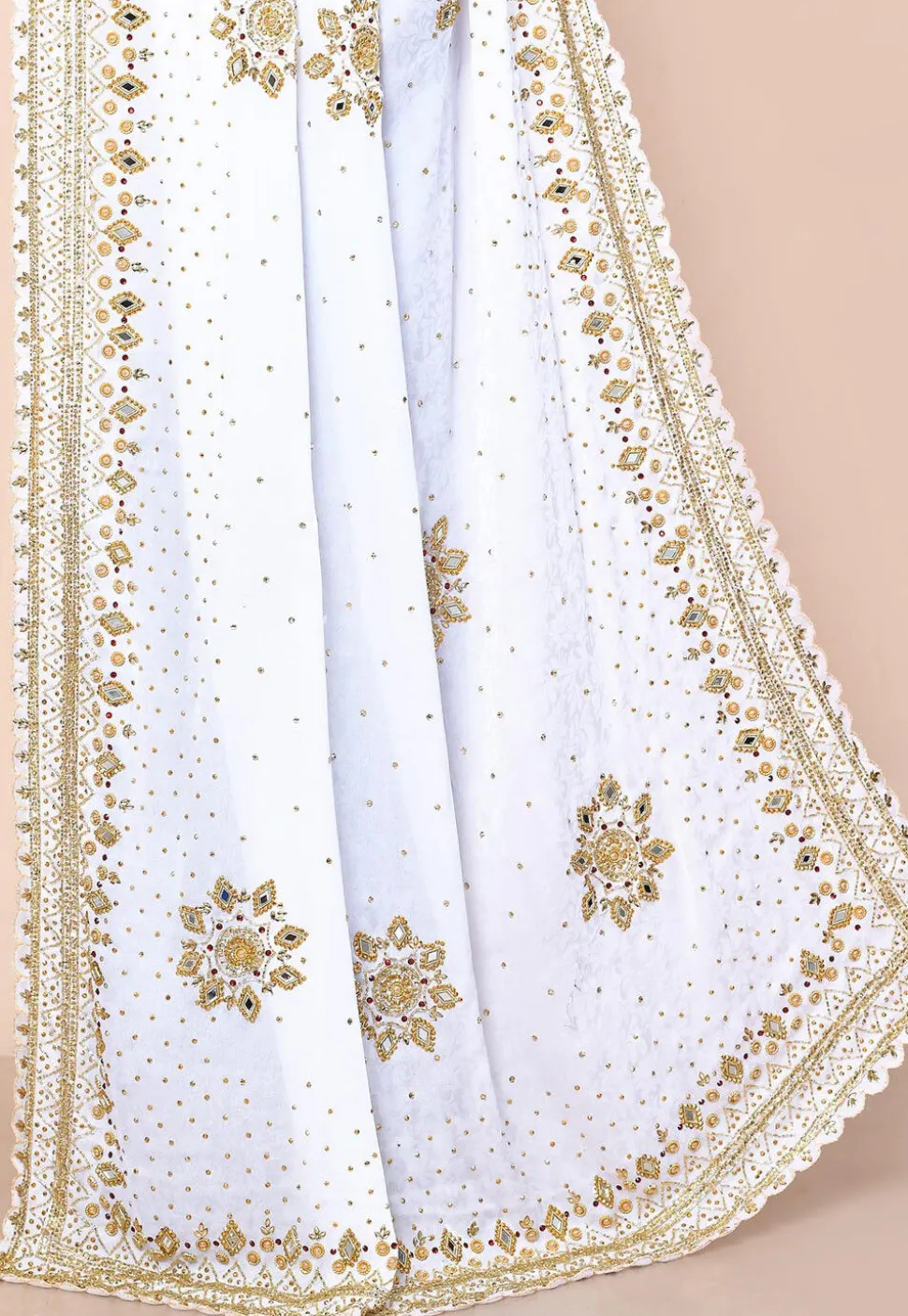 Half N Half Georgette Brasso Saree in White and Blue