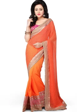 Half N Half Georgette Saree in Orange