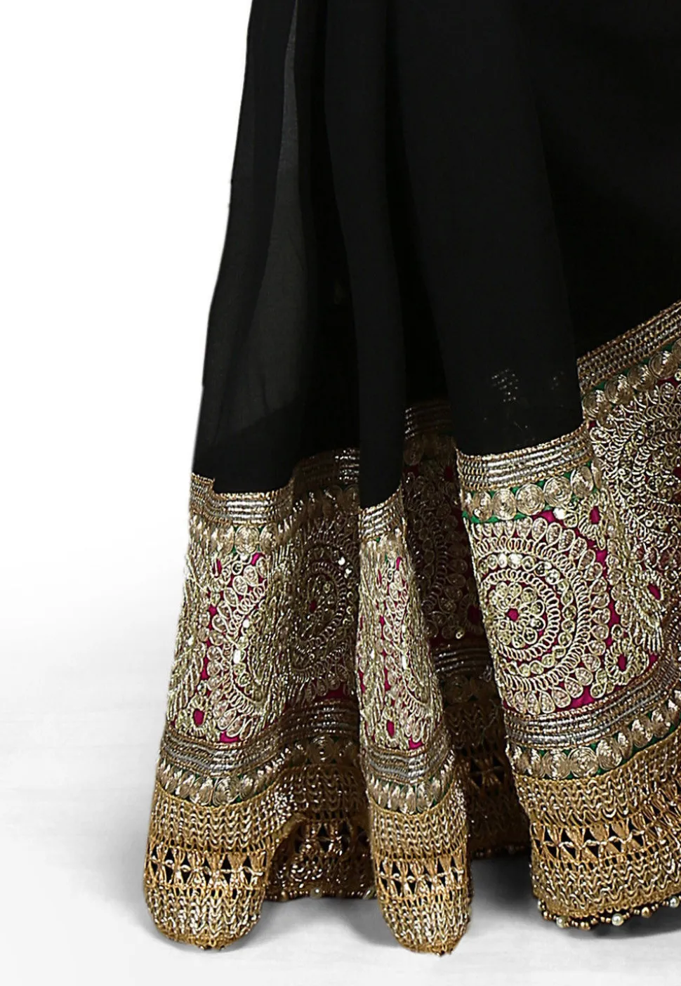 Half N Half Georgette Saree in Maroon and Black
