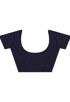 Half N Half Polyester Saree in Navy Blue