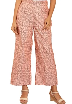 Hand Block Printed Chanderi Pant in Light Pink