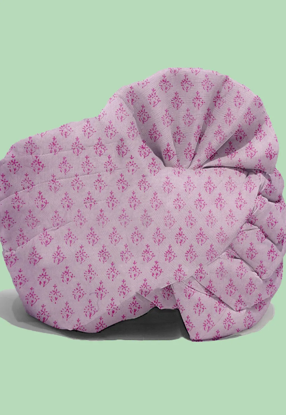 Hand Block Printed Chanderi Cotton Kids Turban in Baby Pink