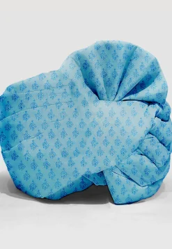 Hand Block Printed Chanderi Cotton Unisex Turban in Pastel Blue