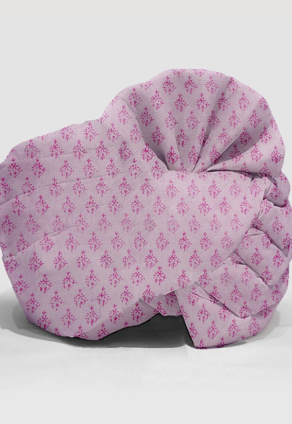 Hand Block Printed Chanderi Cotton Unisex Turban in Baby Pink