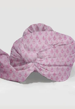 Hand Block Printed Chanderi Cotton Unisex Turban in Baby Pink