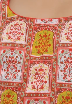 Hand Block Printed Cotton Blouse in Multicolor