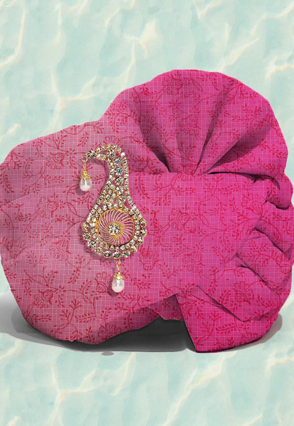 Hand Block Printed Pure Kota Silk Kids Turban in Pink