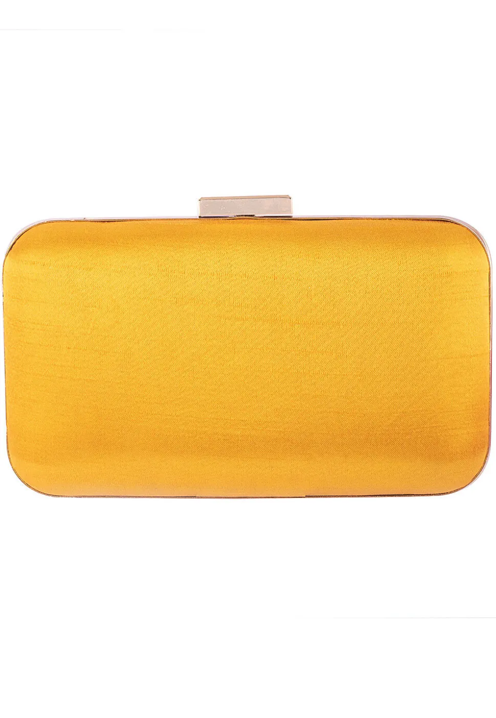 Hand Embroidered Art Silk Clutch Bag in Yellow