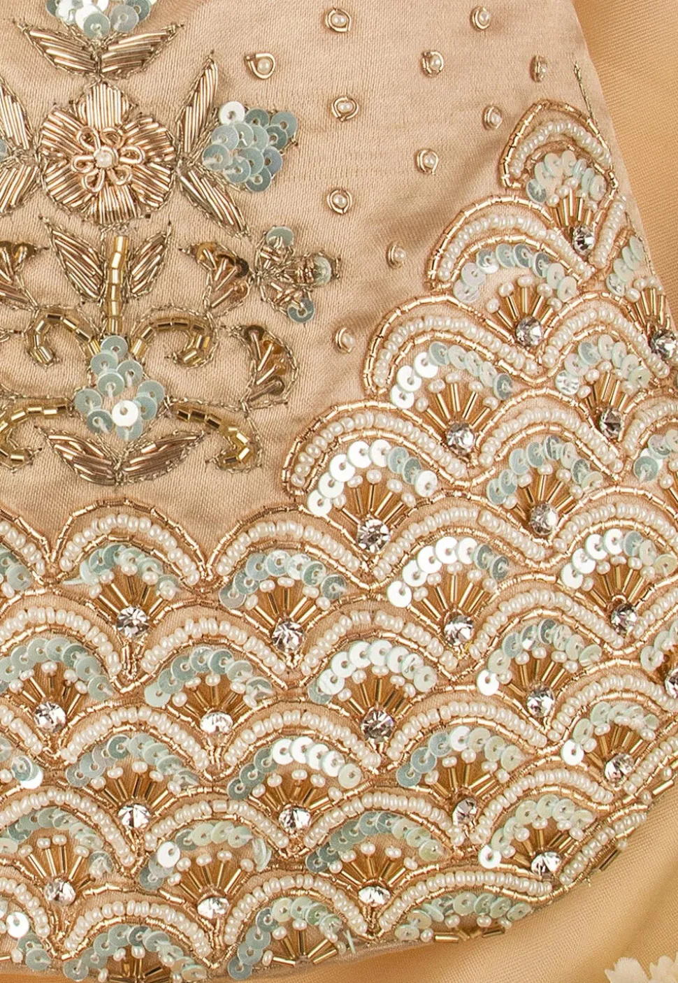 Hand Embroidered Art Silk Potli Bag in Beige