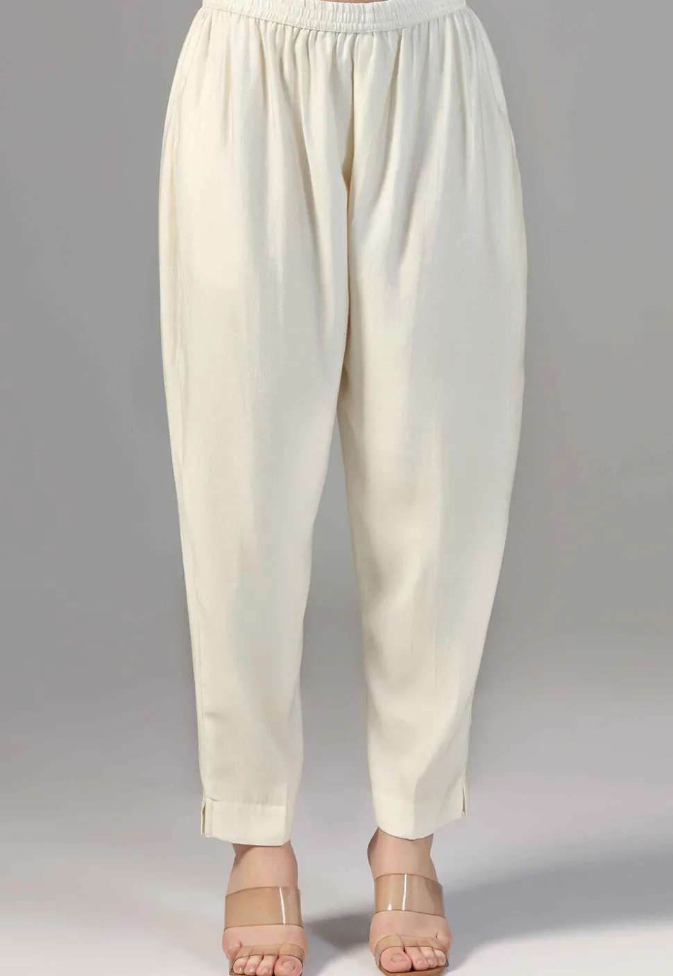Hand Embroidered Chanderi Cotton Pakistani Suit in Cream
